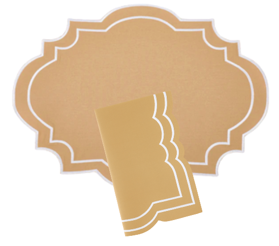 Nantucket Tan & White Placemat & Napkin Set