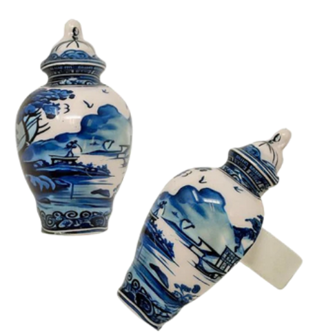 Chinoiserie Village Ginger Jar Napkin Rings, Set of 4