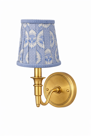 Blue Palm Sconce Shade | Tropical Pattern Clip-On Lamp Shade