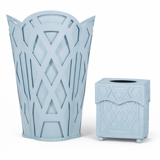 Slate Blue Chippendale Wastepaper Basket & Tissue (3 Options) | Classic Bath Décor