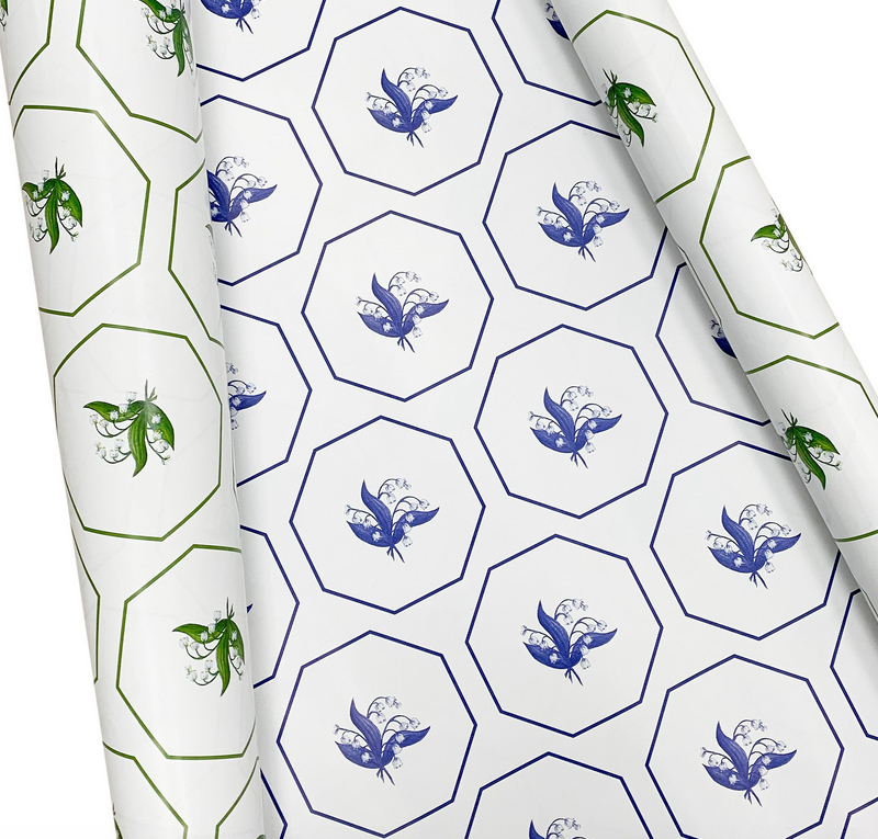 Reversible Lily of the Valley Gift Wrap | Elegant Double-Sided Wrap