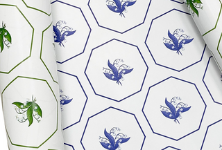 Reversible Lily of the Valley Gift Wrap | Elegant Double-Sided Wrap