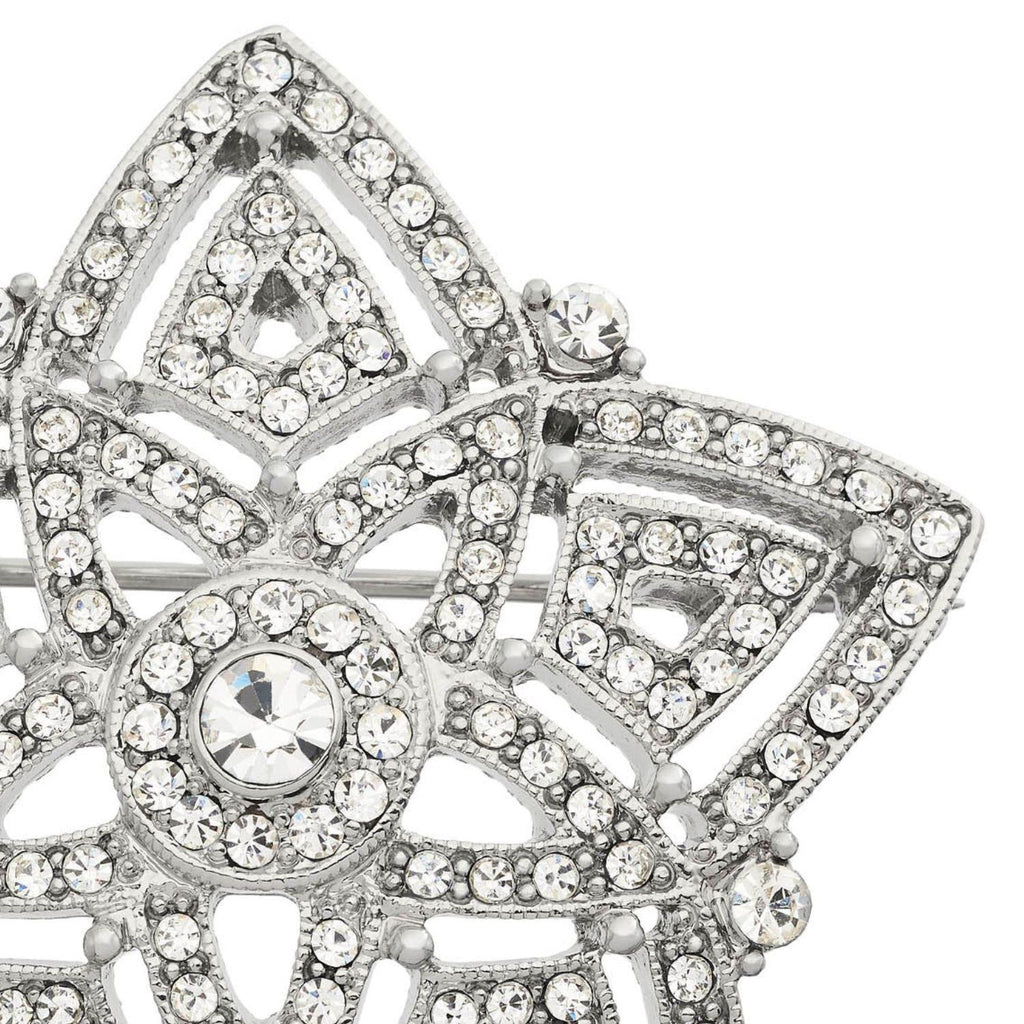 Silver Pavé Crystal Star Brooch