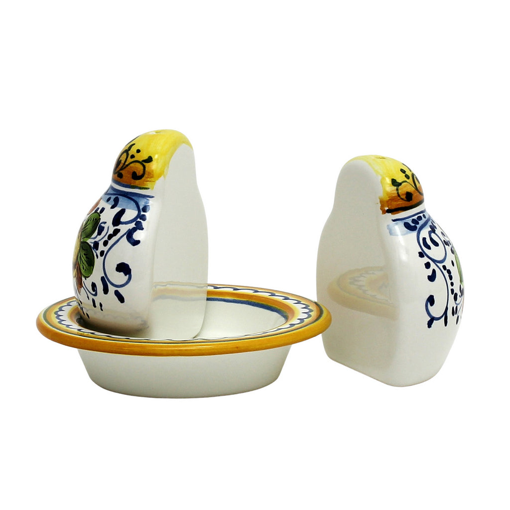 LIMONCINI: 'The Better Half' Salt and Pepper set with tray/saucer