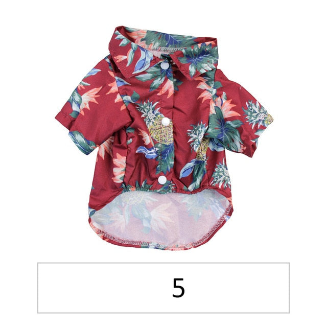 Hawaiian Pet Dog Summer Shirt – Coconut Tree & Pineapple Print