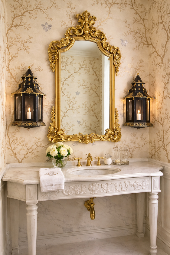 Black & Gold Pagoda Sconce | Chinoiserie Wall Lighting Accent