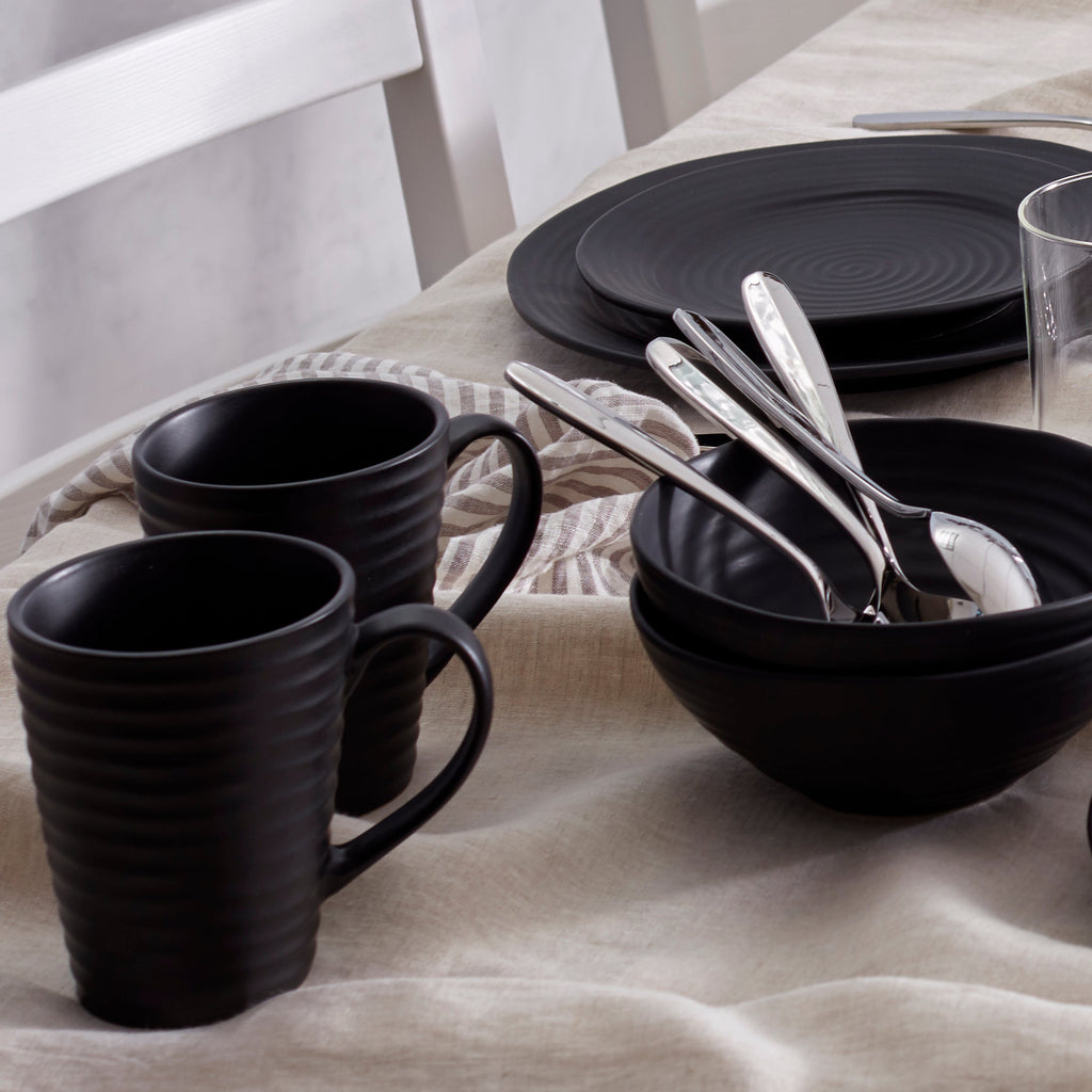 Oneida Ridge Black Mugs, Set of 4, stoneware (view 2)