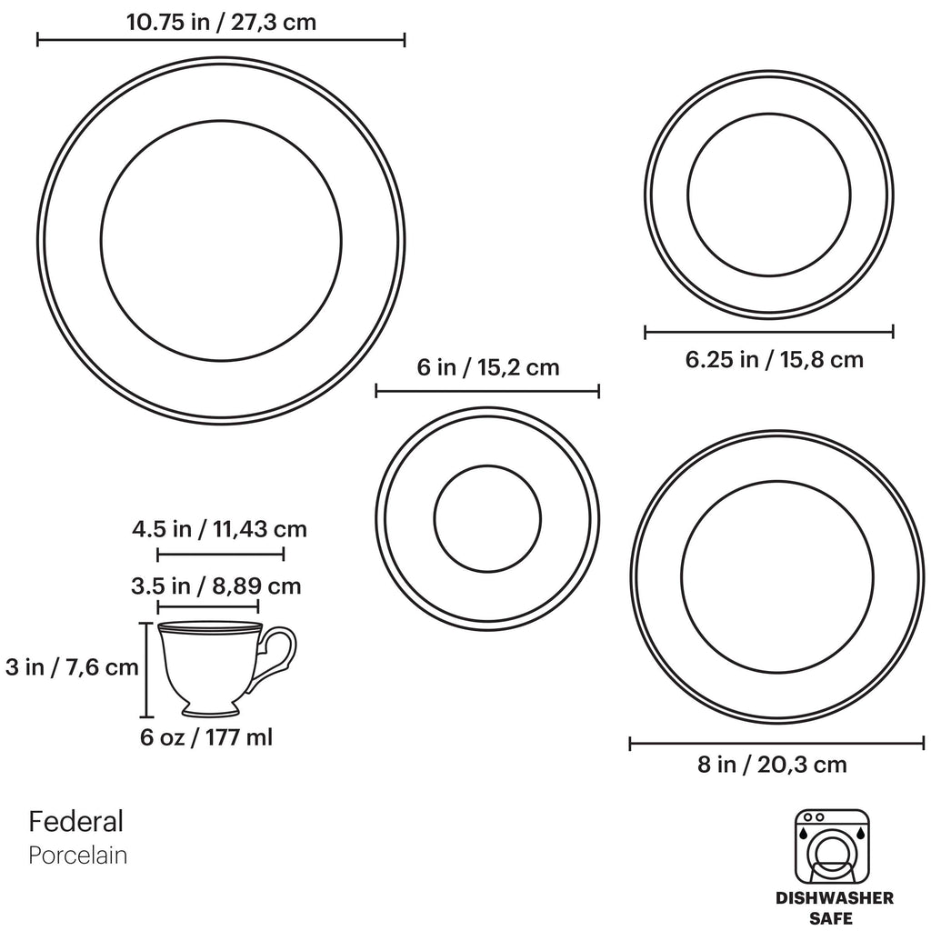 Lenox Federal Platinum 5-Piece Place Setting, bone china (view 7)