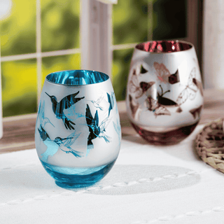 Jeweled Pink Butterfly Stemless Wine Glasses – Set of 2