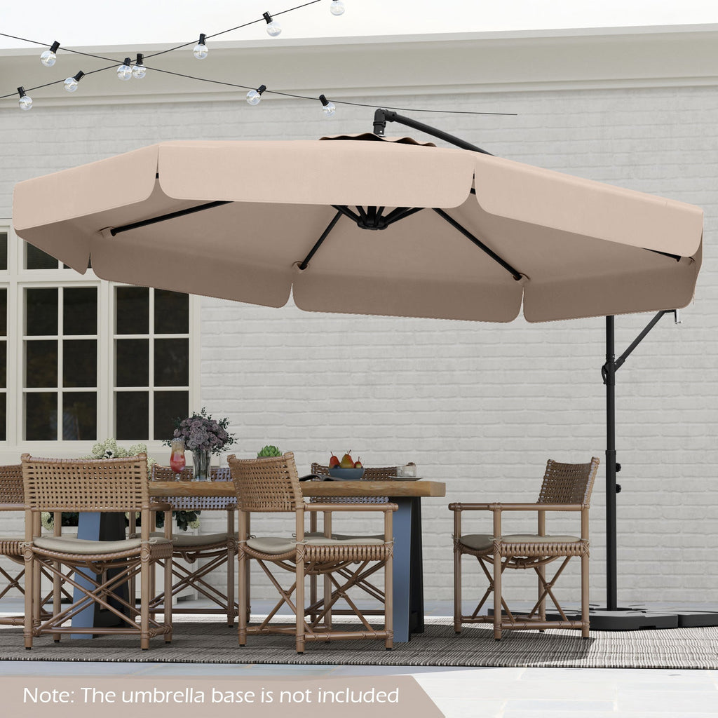 10-Foot Cantilever Patio Umbrella with Adjustable Tilt, Cover and Ruffled Edge