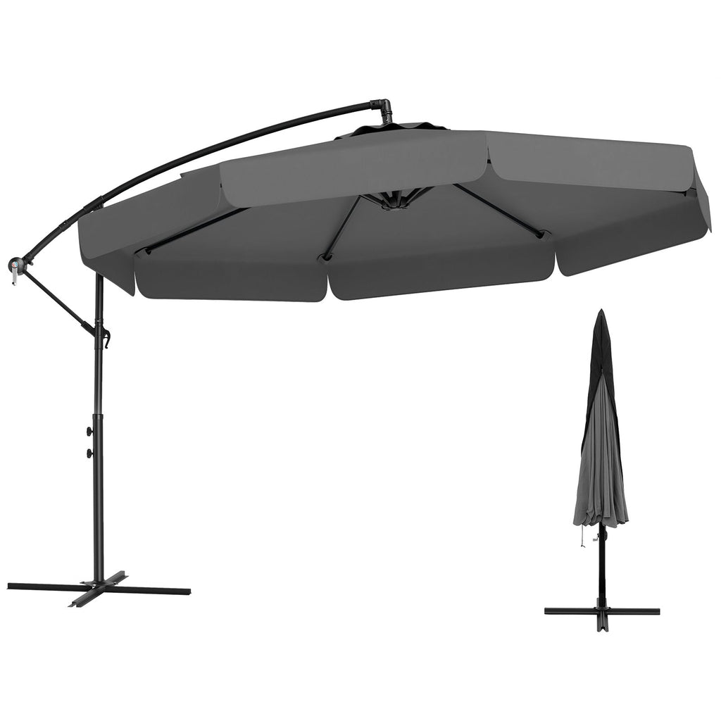 10-Foot Cantilever Patio Umbrella with Adjustable Tilt, Cover and Ruffled Edge
