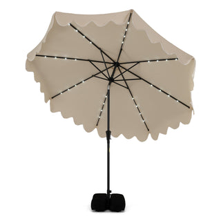 10-Foot Solar LED Patio Umbrella with Tilt and Weighted Base