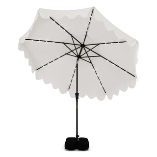 10-Foot Solar LED Patio Umbrella with Tilt and Weighted Base