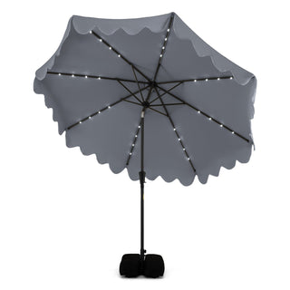10-Foot Solar LED Patio Umbrella with Tilt and Weighted Base