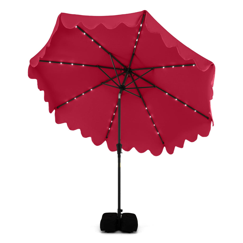 10-Foot Solar LED Patio Umbrella with Tilt and Weighted Base
