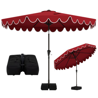 10-Foot Tilting Patio Umbrella with Weighted Base and Sandbags