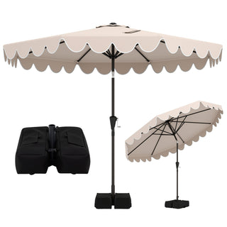 10-Foot Tilting Patio Umbrella with Weighted Base and Sandbags