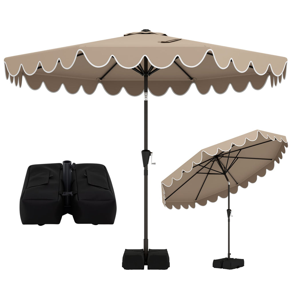 10-Foot Tilting Patio Umbrella with Weighted Base and Sandbags
