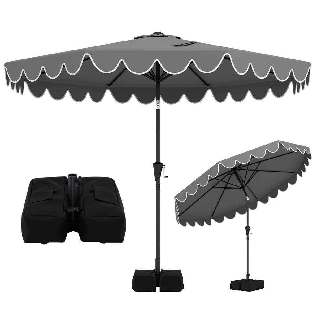 10-Foot Tilting Patio Umbrella with Weighted Base and Sandbags