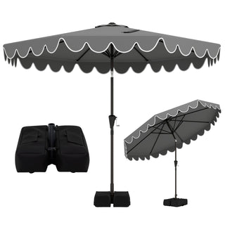 10-Foot Tilting Patio Umbrella with Weighted Base and Sandbags