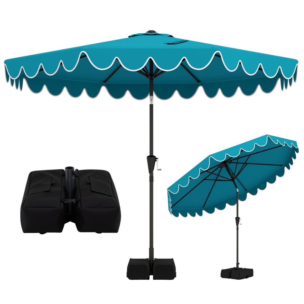 10-Foot Tilting Patio Umbrella with Weighted Base and Sandbags