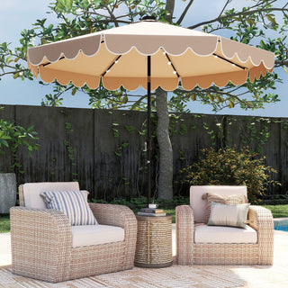 10-Foot Solar Patio Umbrella with 24 LED Lights and Ruffled Canopy