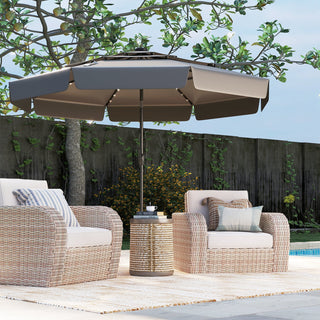 10-Foot Solar Patio Umbrella with 32 LED Lights and 3-Tier Vented Top