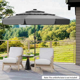 10-Foot Solar Patio Umbrella with 32 LED Lights and 3-Tier Vented Top