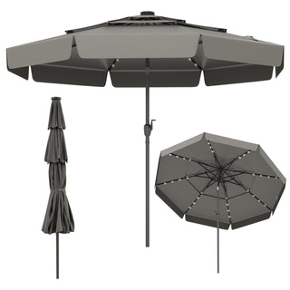 10-Foot Solar Patio Umbrella with 32 LED Lights and 3-Tier Vented Top