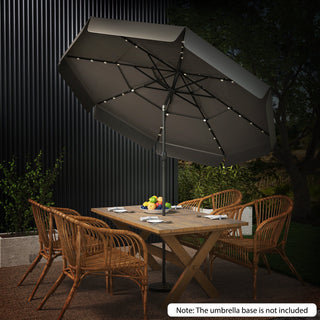 10-Foot Solar Patio Umbrella with 32 LED Lights and 3-Tier Vented Top