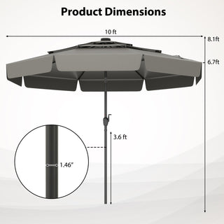 10-Foot Solar Patio Umbrella with 32 LED Lights and 3-Tier Vented Top