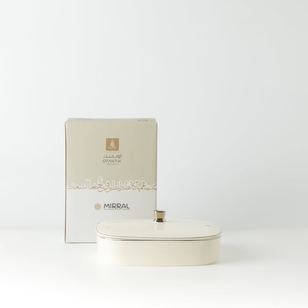 Mirral - Medium Decorative Canister - White & Silver
