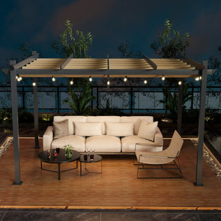 Outdoor Aluminum Pergola with Retractable Canopy – 10' x 13'