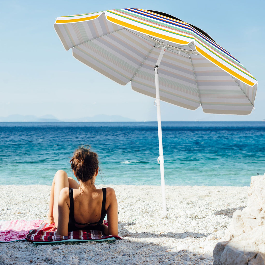6.5-Foot Portable Beach Umbrella with UPF 50+ Protection and Tilt – Colorful