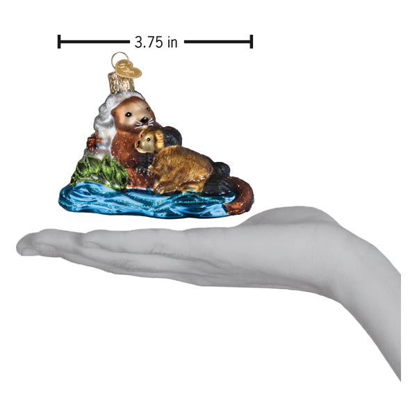 Handcrafted Otter With Pup Ornament | Adorable Wildlife Home Decoration