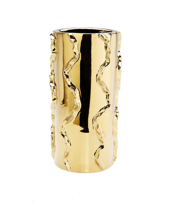 12" Gold Metallic Swivel Design Vase | Modern Luxe Home Decor – Anara ...