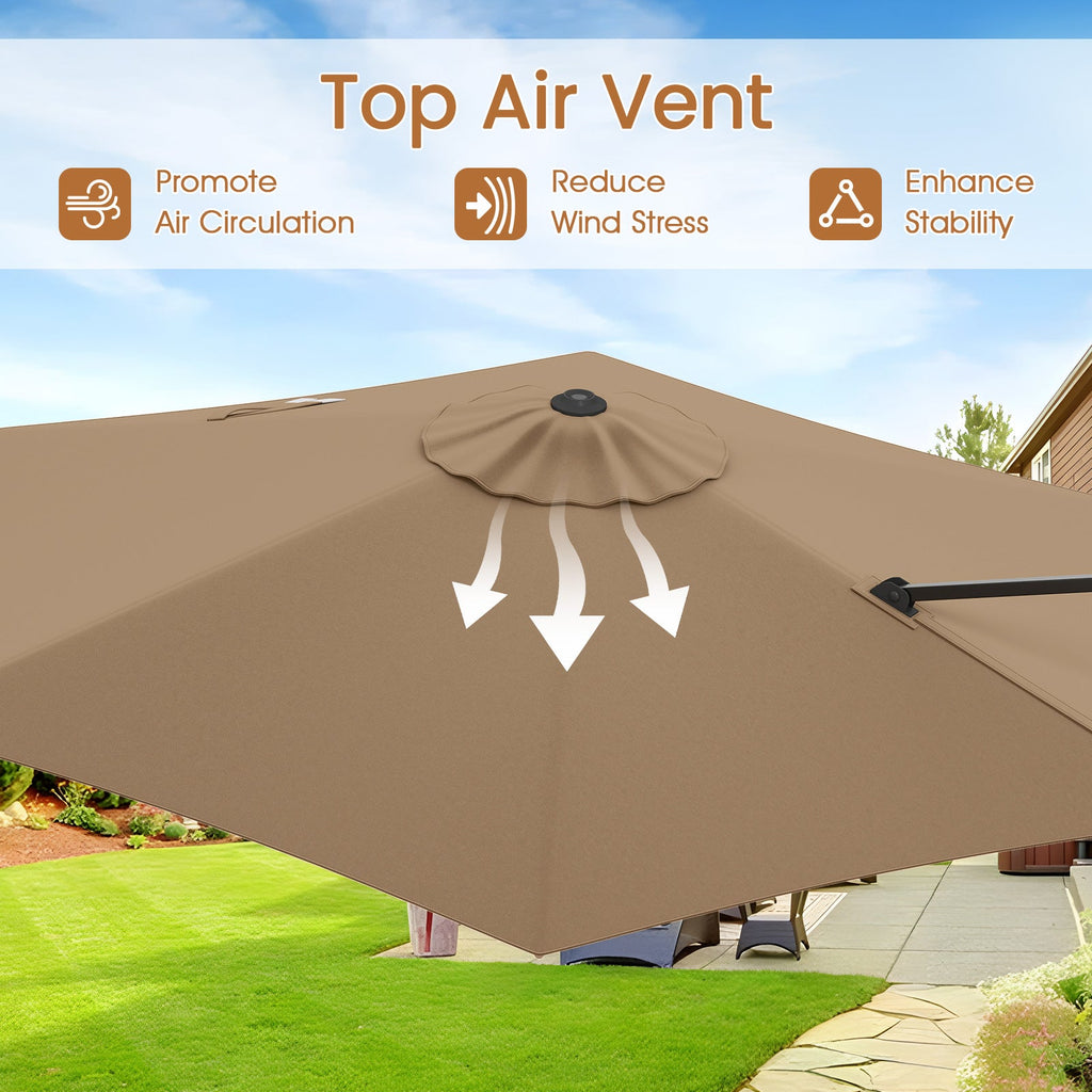 9-Foot Cantilever Patio Umbrella with Vented Sun-Protective Canopy