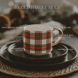 Red Stripe 14 oz Gold Handle Coffee Mug