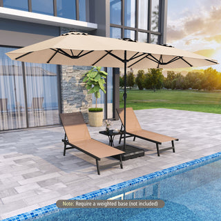 15.5-Foot Double-Sided Patio Umbrella with 144 Solar LED Lights
