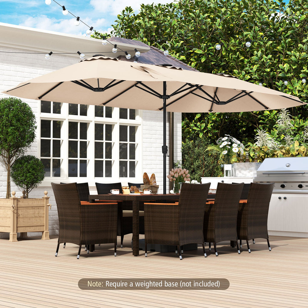15.5-Foot Double-Sided Patio Umbrella with 144 Solar LED Lights