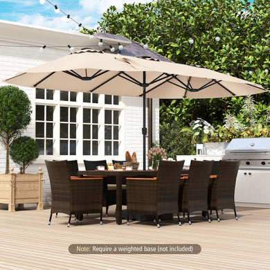 15.5-Foot Double-Sided Patio Umbrella with 144 Solar LED Lights
