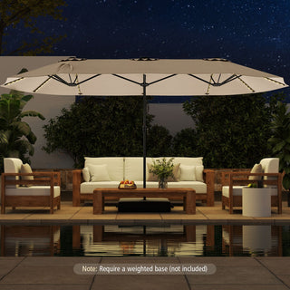 15.5-Foot Double-Sided Patio Umbrella with 144 Solar LED Lights