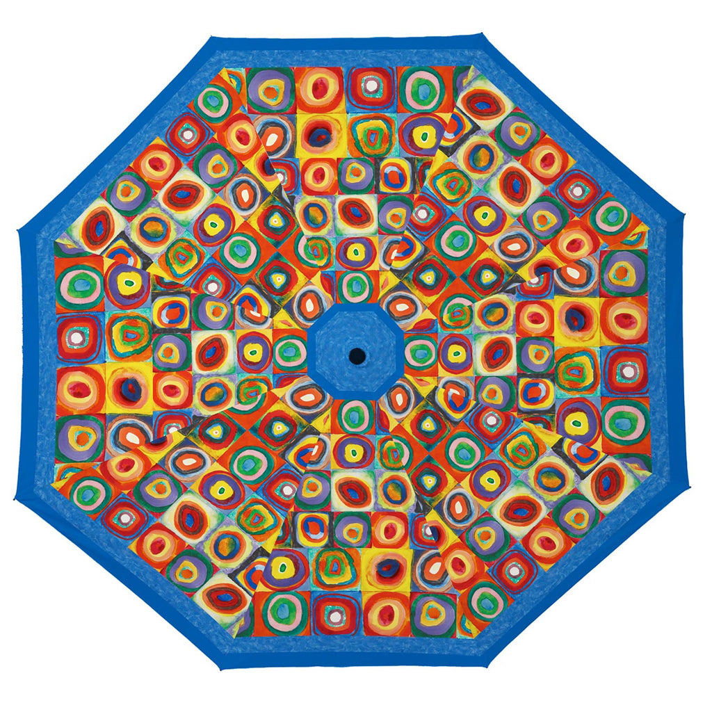 Kandinsky Squares with Concentric Circles Travel Umbrella – Compact, One-Touch Open & Close