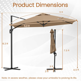 9-Foot Cantilever Patio Umbrella with Vented Sun-Protective Canopy