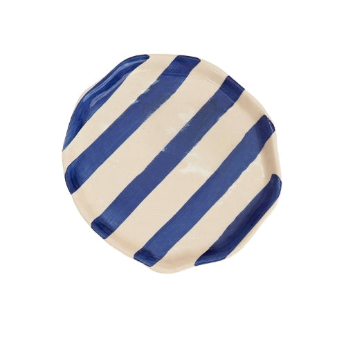 Ceramic Blue Stripe Plate Set of 4