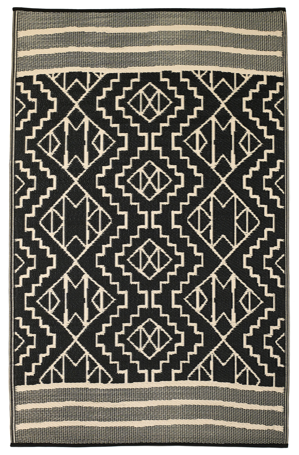 Kilimanjaro Black Boho Reversible Outdoor Patio Rug