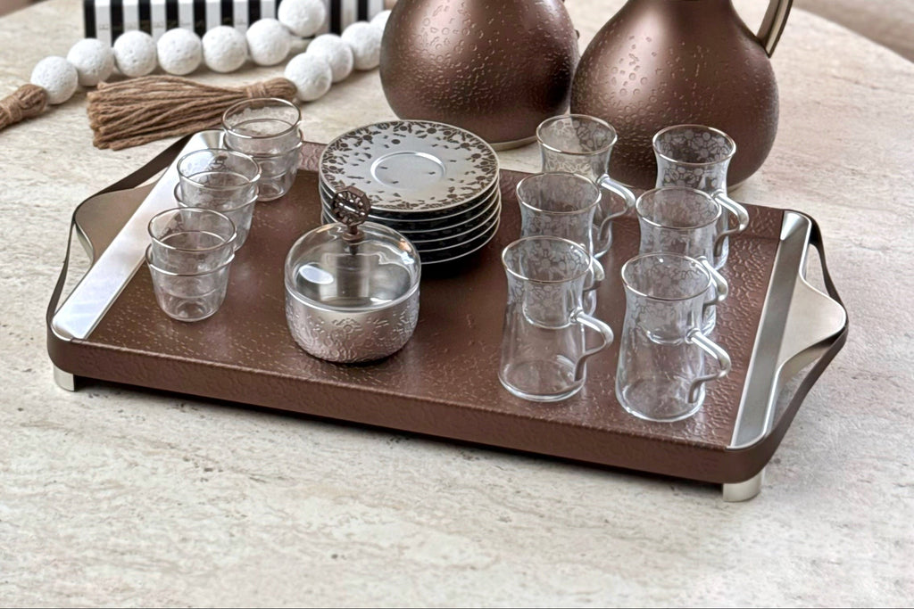 Nourhan - Tea Set (19-Pc) - Bronze & Silver
