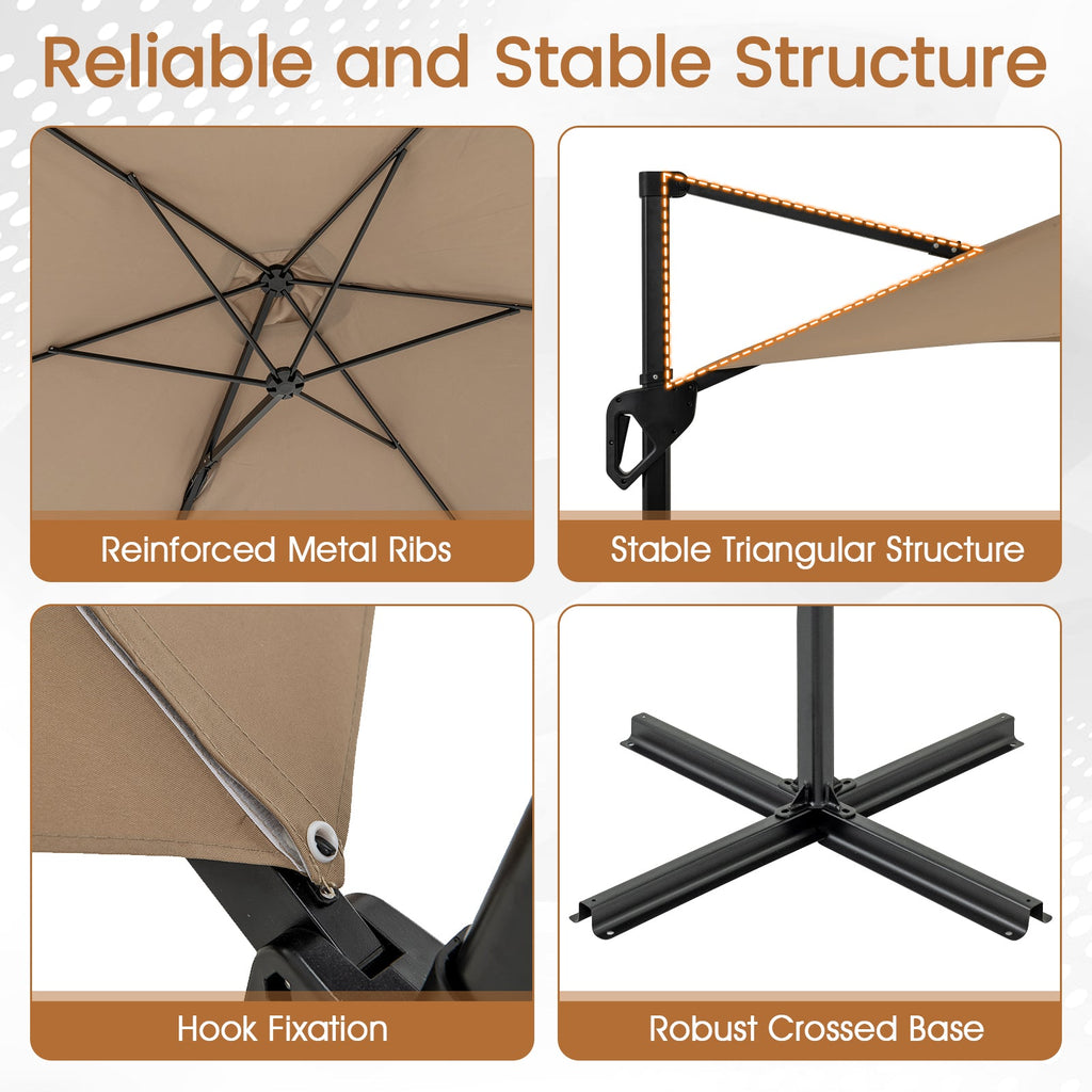 9-Foot Cantilever Patio Umbrella with Vented Sun-Protective Canopy