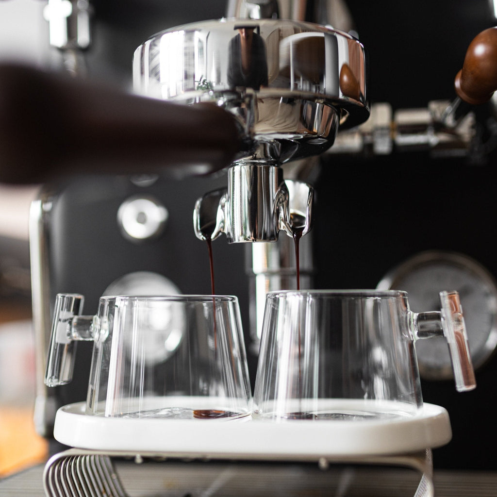 Glass Espresso Cup Set with Ceramic Coaster