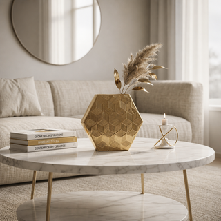 Gold Hexagon Shaped Vase